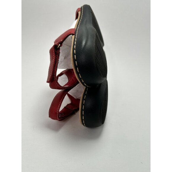 Clarks Collection Sandals Women's Size 8 Red Leather Basket Weave Detail - Picture 8 of 11